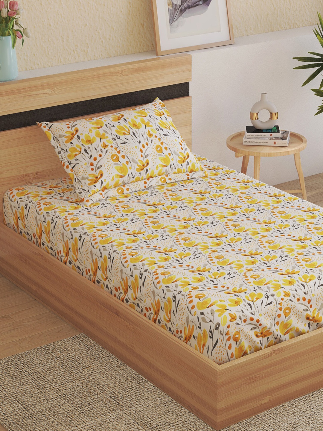 Home Centre Dallas Yellow & White Floral Cotton 180 TC Single Bedsheet With 1 Pillow Cover
Home Centre Dallas Yellow & White Floral Cotton 180 TC Single Bedsheet With 1 Pillow Cover