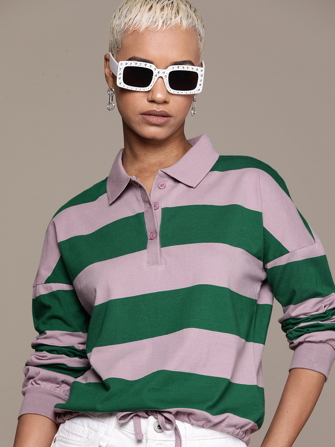The Roadster Lifestyle Co. Striped Polo Collar Drop-Shoulder Sleeves Pure Cotton T-shirt, Mauve
The Roadster Lifestyle Co. Striped Polo Collar Drop-Shoulder Sleeves Pure Cotton T-shirt, Mauve