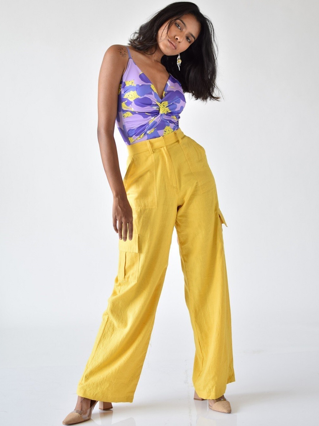 MISSY Women Relaxed Straight Leg Straight Fit High-Rise Cotton Cargo Trousers, Yellow
MISSY Women Relaxed Straight Leg Straight Fit High-Rise Cotton Cargo Trousers, Yellow