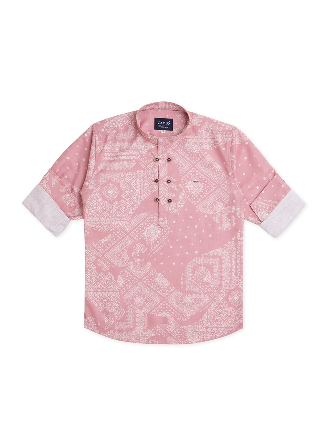 CAVIO Boys Comfort Ethnic Motifs Printed Roll Up Sleeves Pure Cotton Casual Shirt, Peach
CAVIO Boys Comfort Ethnic Motifs Printed Roll Up Sleeves Pure Cotton Casual Shirt, Peach
