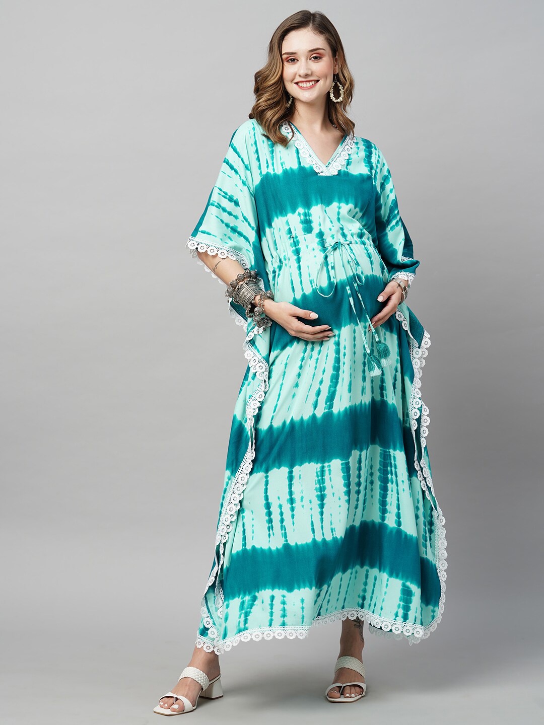 MomToBe Tie and Dye Printed Kimono Sleeves Maternity Kaftan Maxi Sustainable Dress, Green
MomToBe Tie and Dye Printed Kimono Sleeves Maternity Kaftan Maxi Sustainable Dress, Green