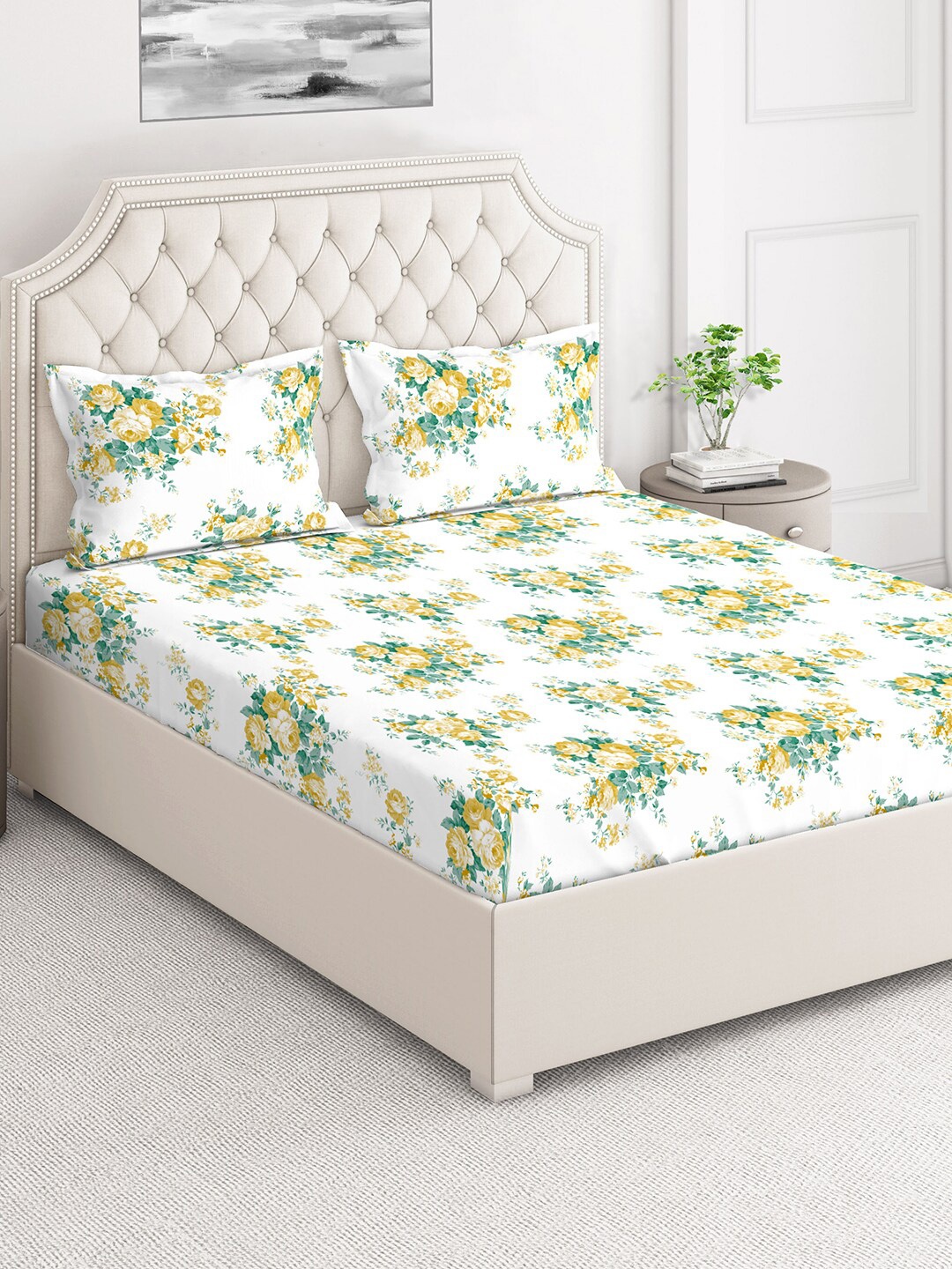 Layers Firenze White & Yellow Floral 140 TC Cotton King Bedsheet with 2 Pillow Covers
Layers Firenze White & Yellow Floral 140 TC Cotton King Bedsheet with 2 Pillow Covers