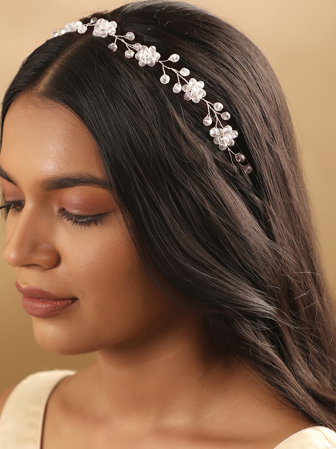 Rubans Women Embellished Tiara, White
