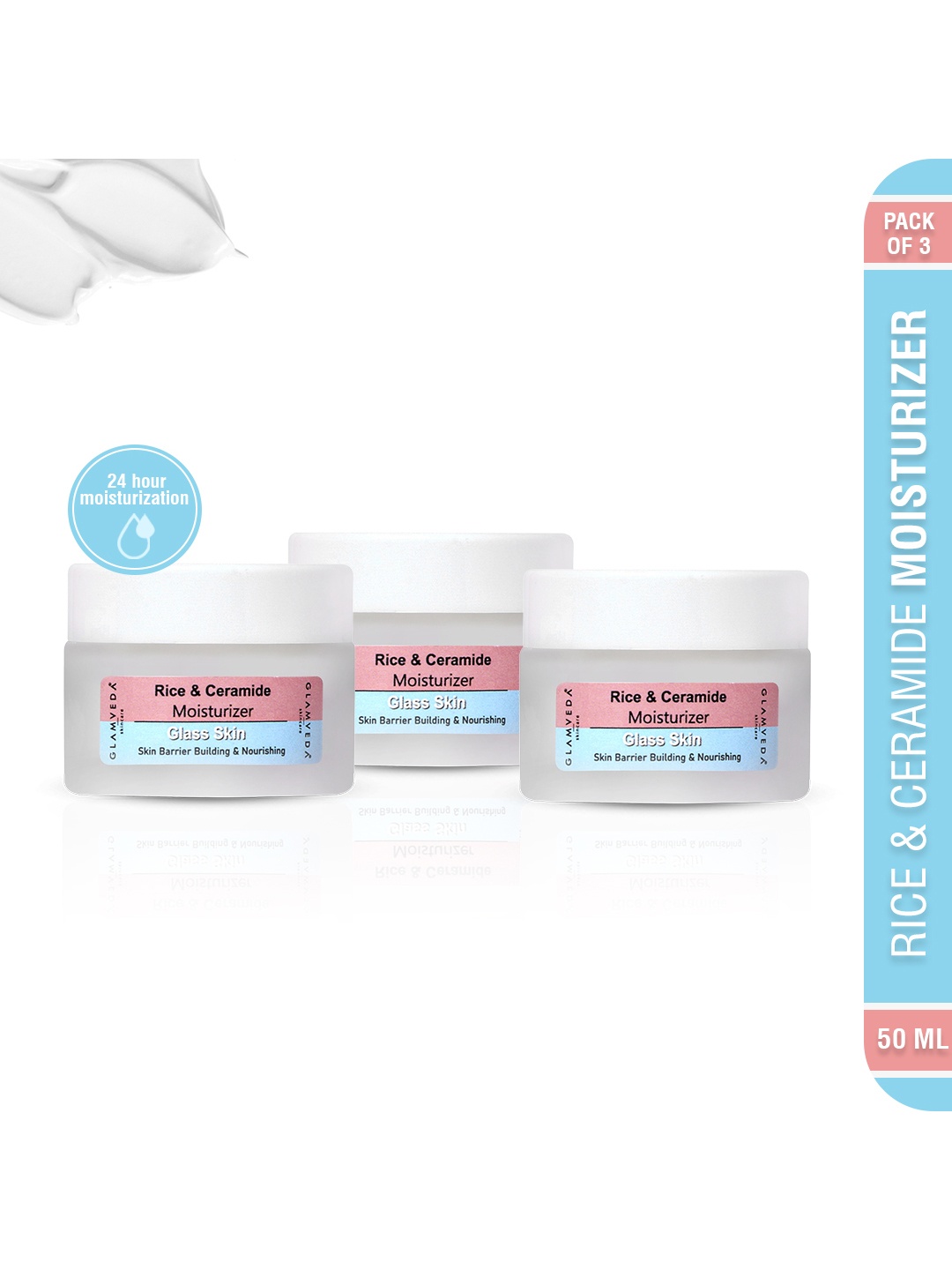 GLAMVEDA Set of 3 Glass Skin Rice & Ceramide Moisturizer for Combination Skin - 50ml Each, Pink
GLAMVEDA Set of 3 Glass Skin Rice & Ceramide Moisturizer for Combination Skin - 50ml Each, Pink