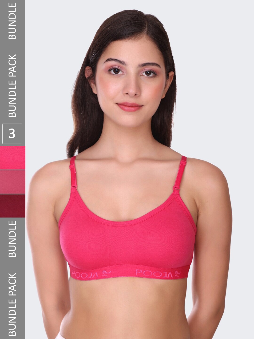 POOJA RAGENEE Pack Of 3 Seamless Full Coverage All Day Comfort Non-Padded Sports Bra, Maroon
POOJA RAGENEE Pack Of 3 Seamless Full Coverage All Day Comfort Non-Padded Sports Bra, Maroon