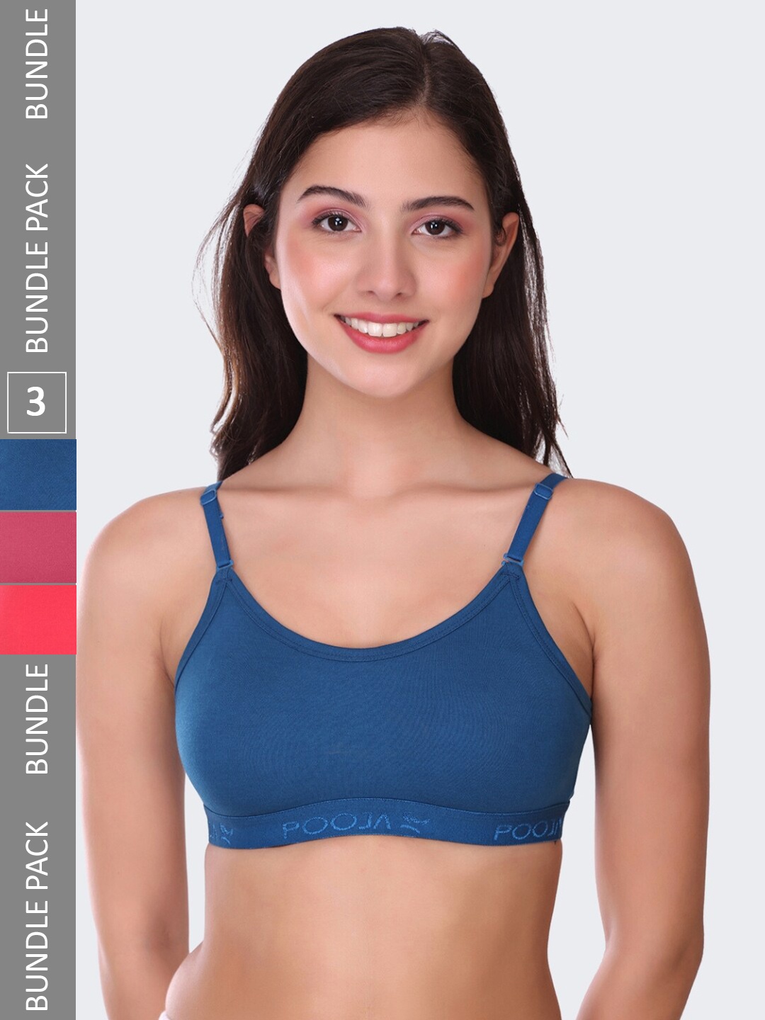 POOJA RAGENEE Pack Of 3 Seamless Full Coverage All Day Comfort Non-Padded Sports Bra, Blue
POOJA RAGENEE Pack Of 3 Seamless Full Coverage All Day Comfort Non-Padded Sports Bra, Blue