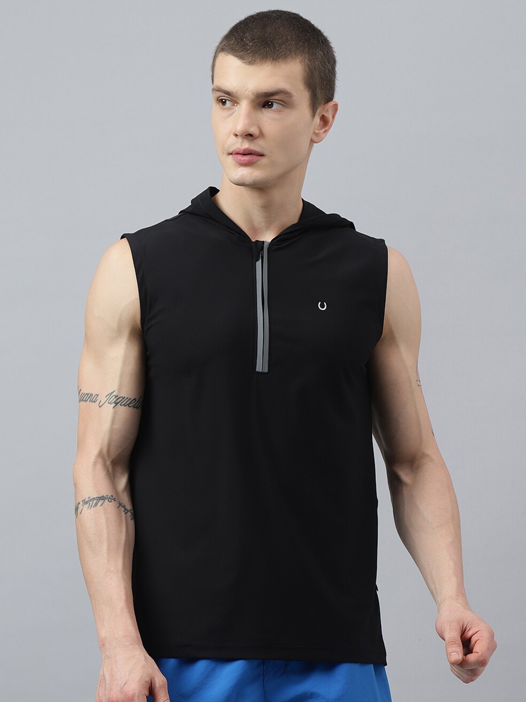 Fitkin Self Design Hooded Sleeveless Relaxed Fit Anti Odour Technology Sports T-shirt, Black
Fitkin Self Design Hooded Sleeveless Relaxed Fit Anti Odour Technology Sports T-shirt, Black