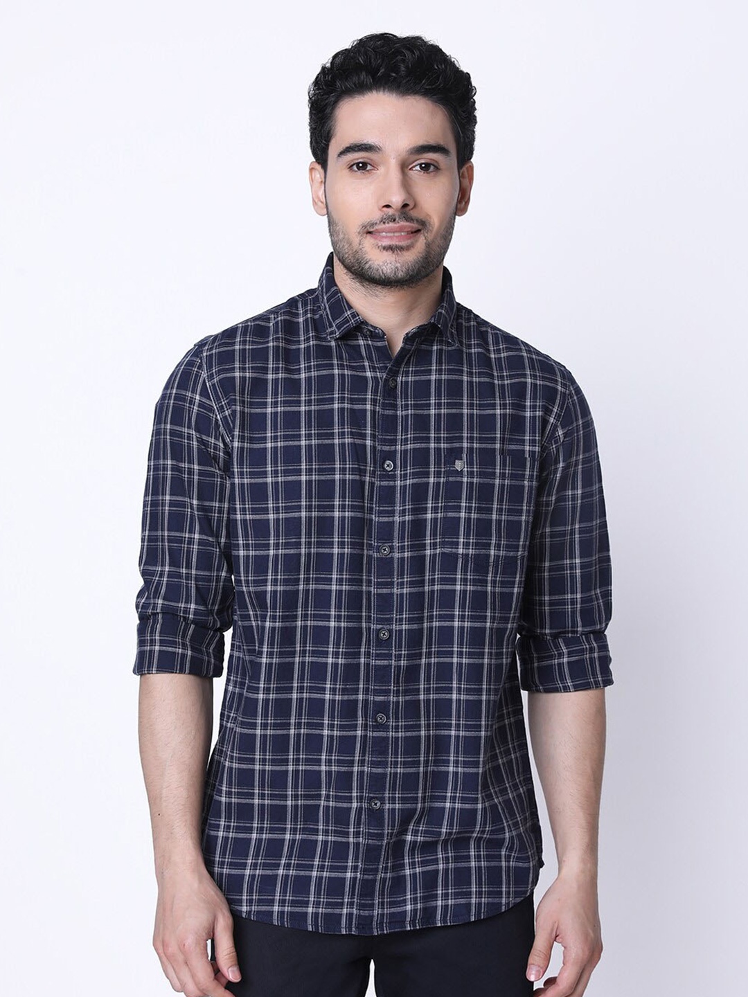 Oxemberg Classic Slim Fit Grid Tattersall Checks Opaque Cotton Casual Shirt, Navy blue
Oxemberg Classic Slim Fit Grid Tattersall Checks Opaque Cotton Casual Shirt, Navy blue