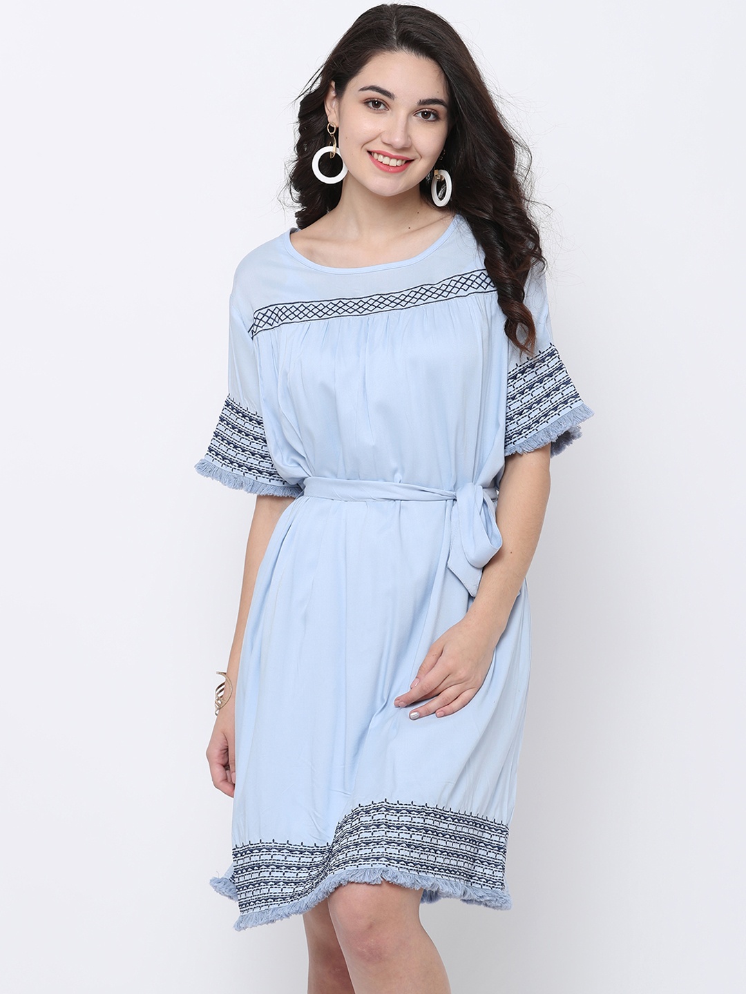 Tokyo Talkies Women Blue Solid A-Line Dress