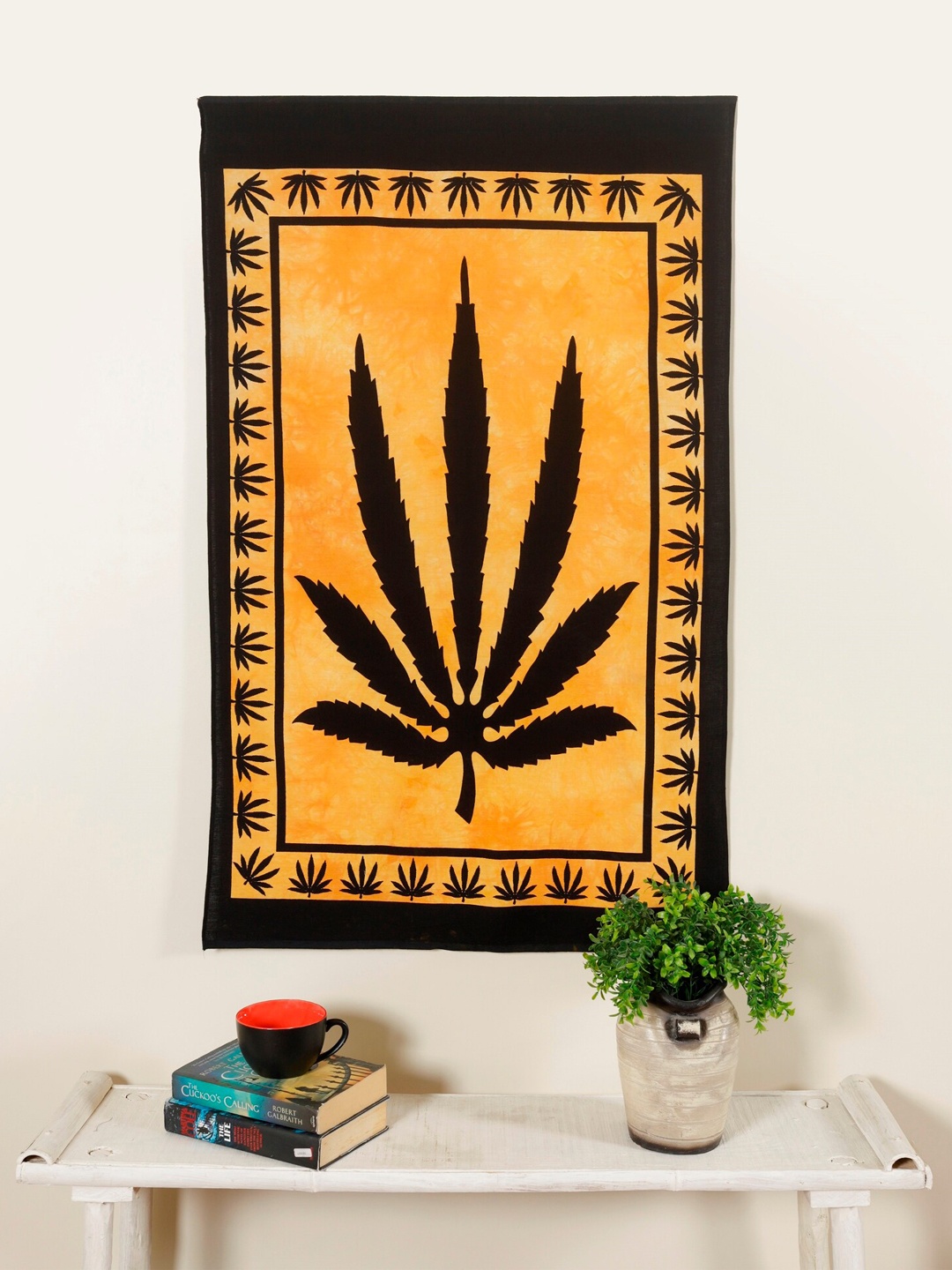 HANDICRAFT PALACE Yellow & Black Leaf Printed Pure Cotton Poster Wall Hanging Tapestry
HANDICRAFT PALACE Yellow & Black Leaf Printed Pure Cotton Poster Wall Hanging Tapestry