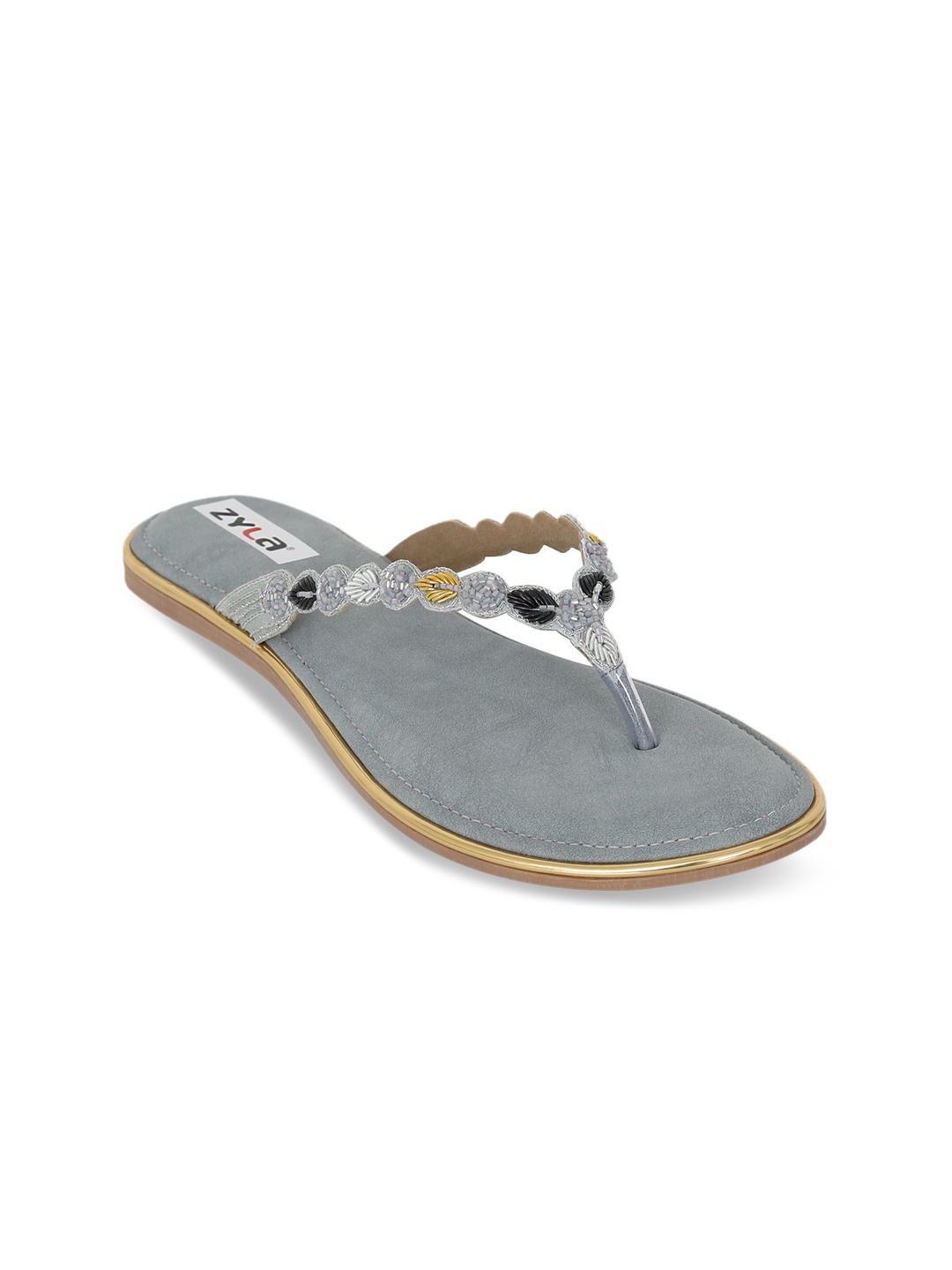 Zyla Women Embellished Open Toe Flats, Blue