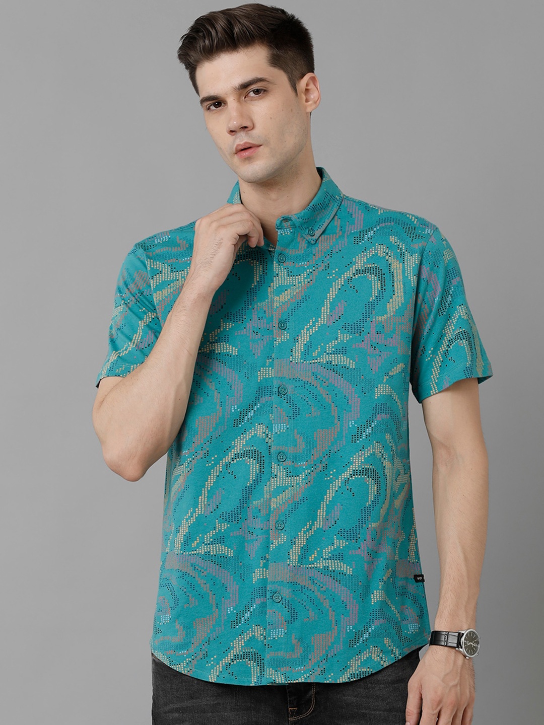 Voi Jeans Classic Abstract Printed Button-Down Collar Pure Cotton Casual Shirt, Teal
Voi Jeans Classic Abstract Printed Button-Down Collar Pure Cotton Casual Shirt, Teal
