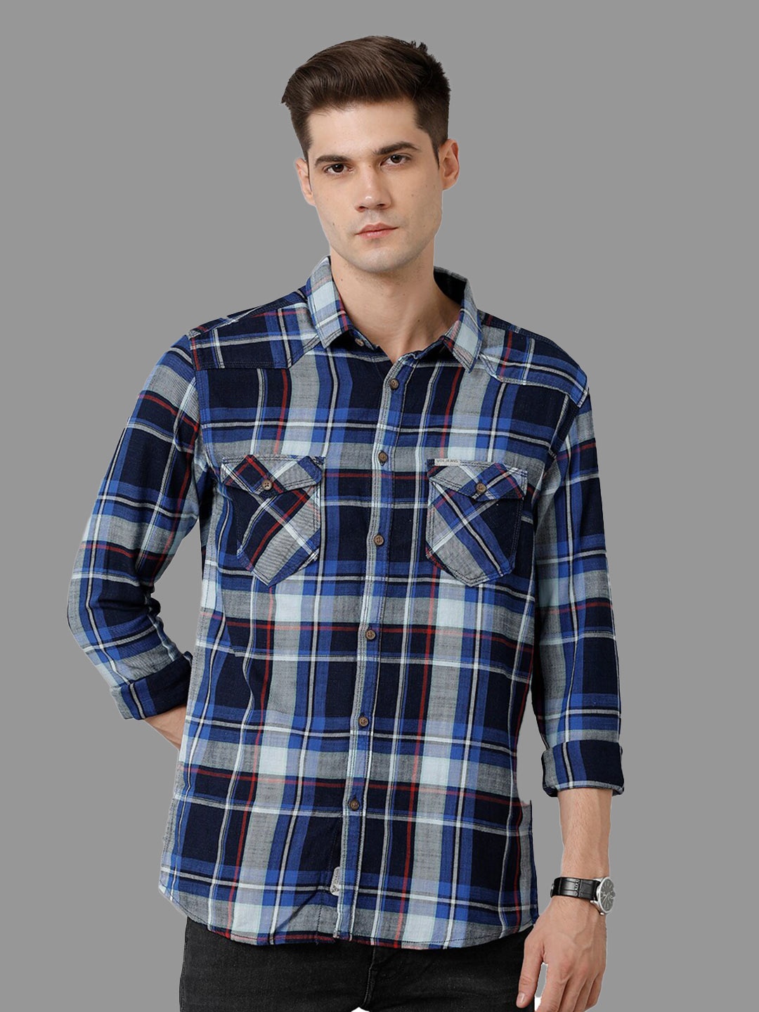Voi Jeans Tartan Checked Classic Slim Fit Pure Cotton Casual Shirt, Navy blue
Voi Jeans Tartan Checked Classic Slim Fit Pure Cotton Casual Shirt, Navy blue