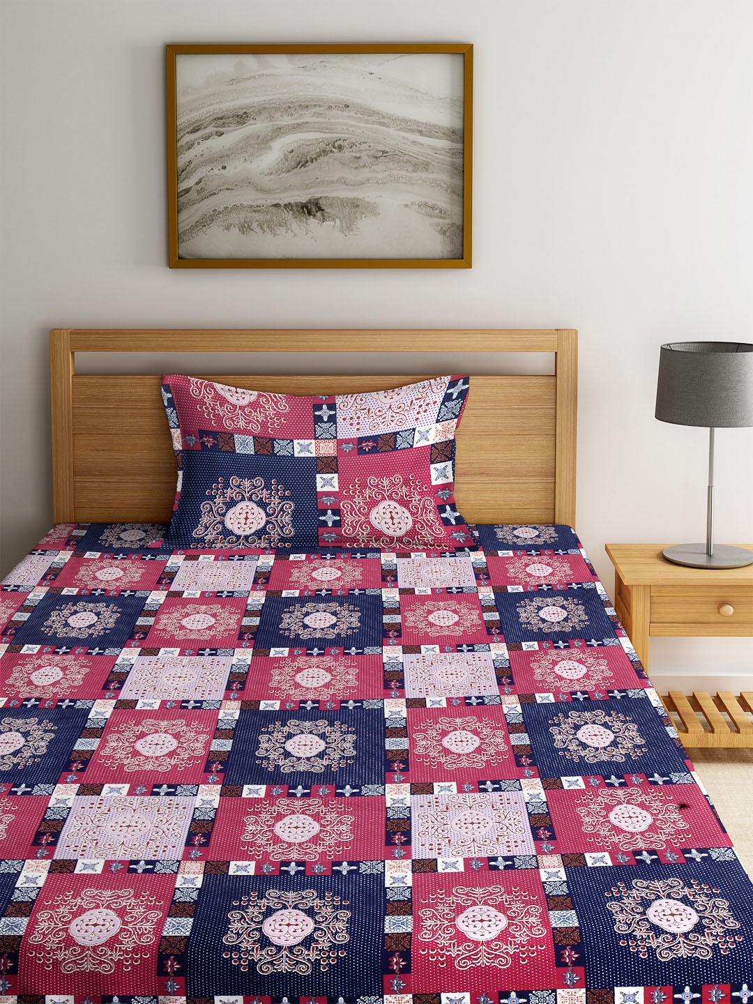 Arrabi Pink & White Ethnic Motifs Fitted 300 TC Single Bedsheet With 1 Pillow Cover
Arrabi Pink & White Ethnic Motifs Fitted 300 TC Single Bedsheet With 1 Pillow Cover