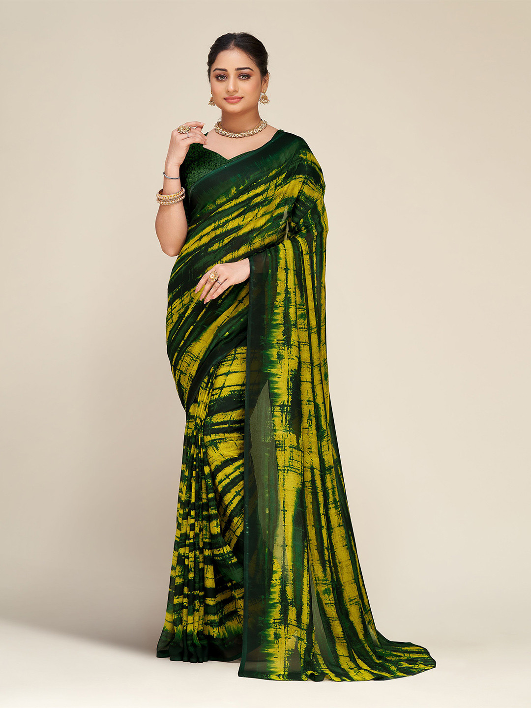 Ambuja International Tie and Dye Pure Georgette Saree, Green
Ambuja International Tie and Dye Pure Georgette Saree, Green