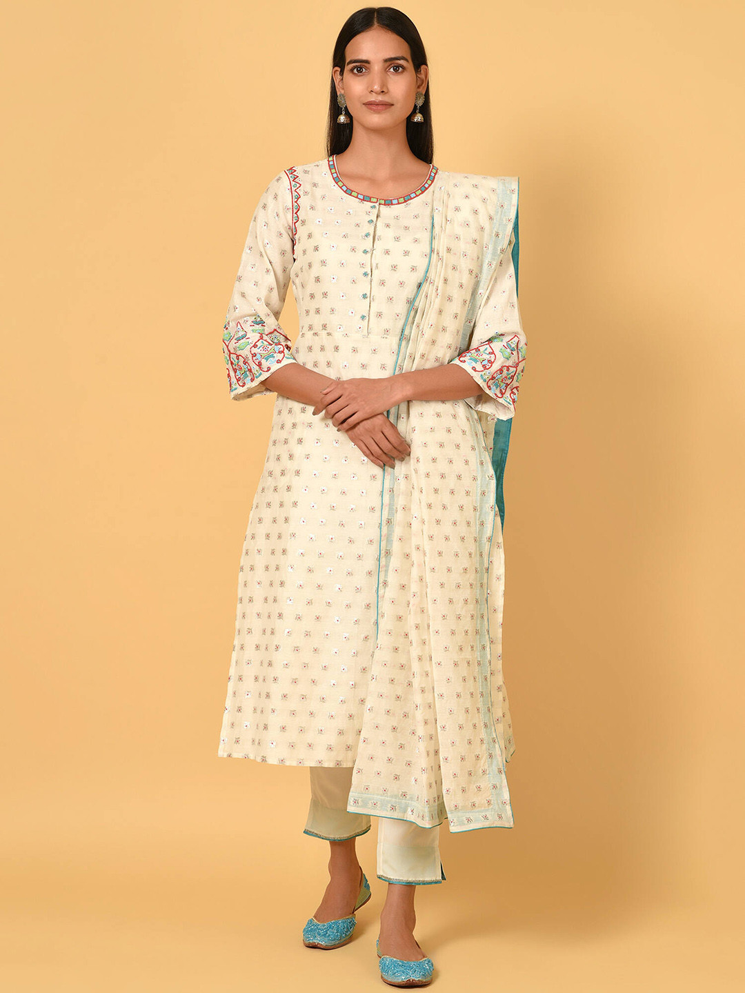 NUHH Ethnic Motifs Printed Regular Kurta &Trouser With Dupatta, White
NUHH Ethnic Motifs Printed Regular Kurta &Trouser With Dupatta, White