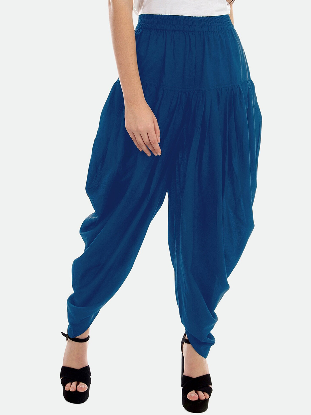 PATRORNA Women Pleated Ankle-Length Dhoti Pants, Blue 
PATRORNA Women Pleated Ankle-Length Dhoti Pants, Blue
