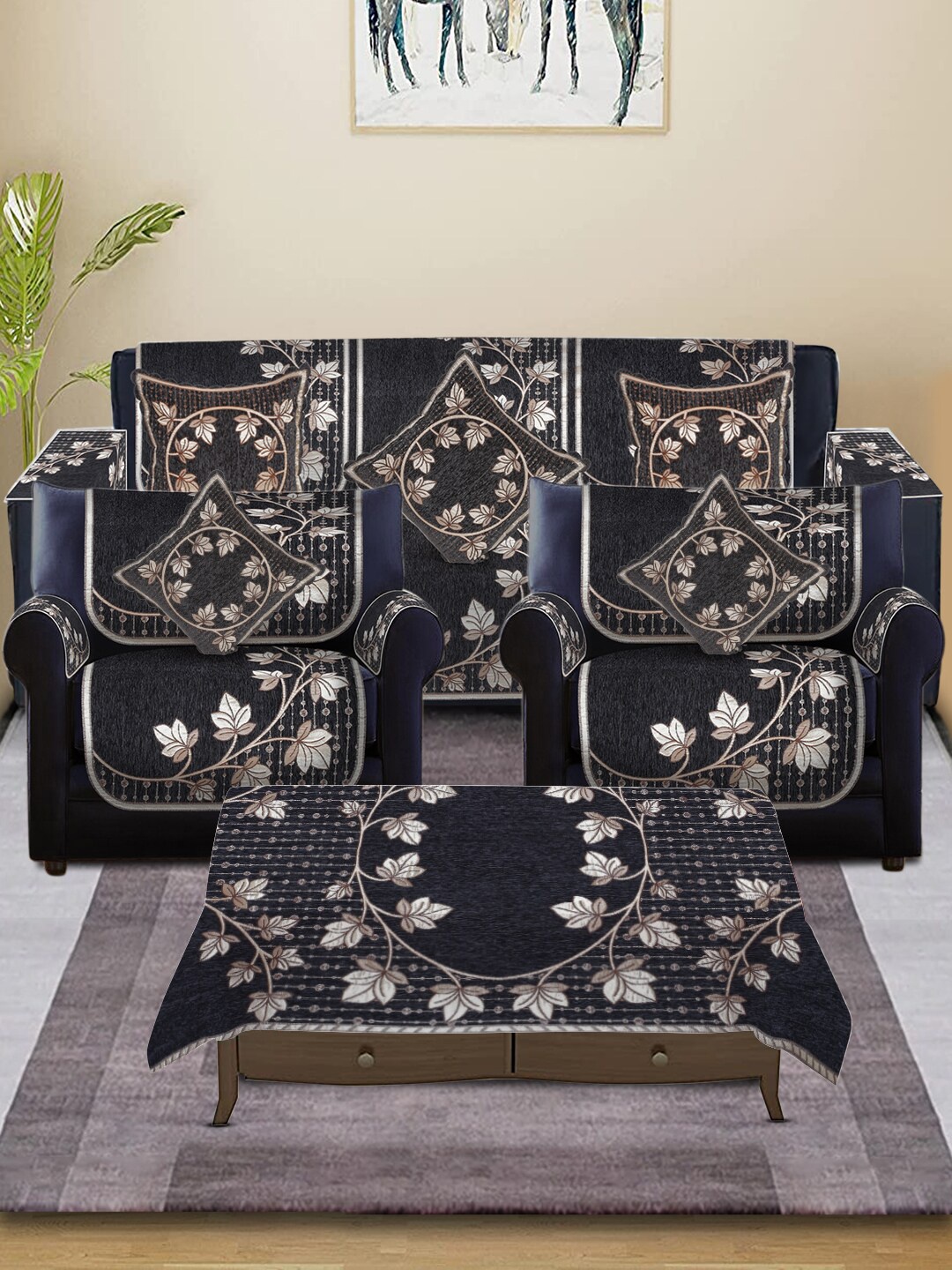 MULTITEX Grey & Beige Printed 5-Seater Sofa Cover With 5-Pcs Cushions & One Table Cover
MULTITEX Grey & Beige Printed 5-Seater Sofa Cover With 5-Pcs Cushions & One Table Cover
