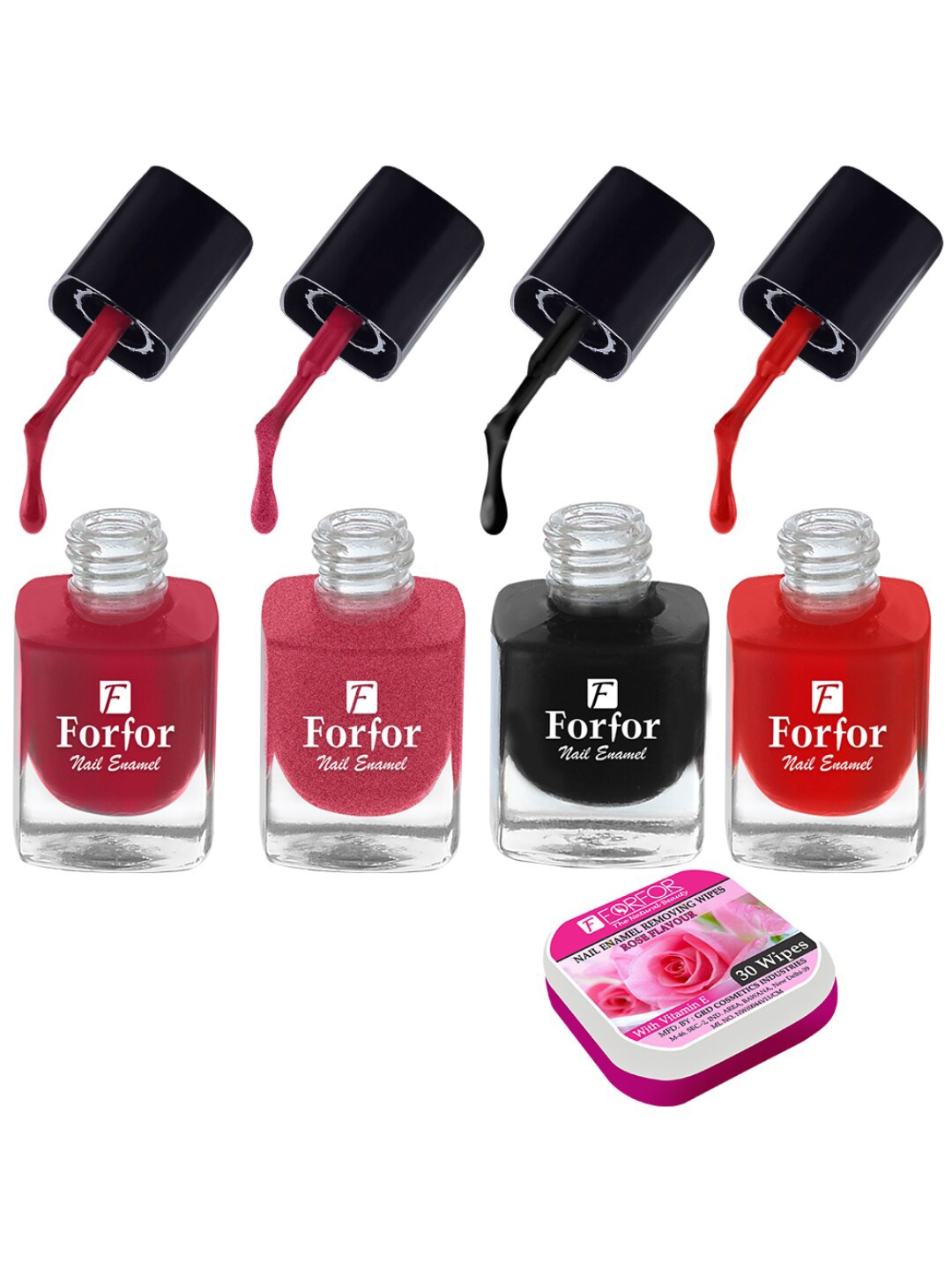 FORFOR Set Of 4 Perfect Stay Trendy Nail Polish With Wipes 5ml Each- 106 + 107 + 108 + 118, Red
FORFOR Set Of 4 Perfect Stay Trendy Nail Polish With Wipes 5ml Each- 106 + 107 + 108 + 118, Red