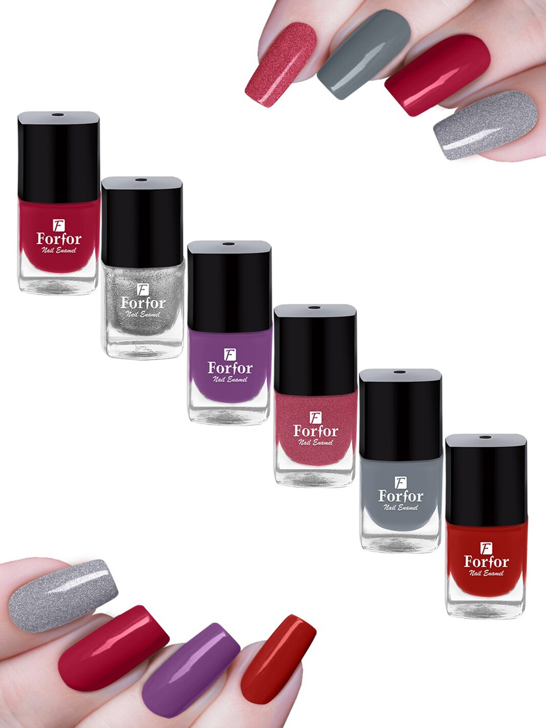 FORFOR Set of 6 Perfect Stay Trendy Fast-Dry Gel Effect Glossy Nail Polish - 5ml each, Purple
FORFOR Set of 6 Perfect Stay Trendy Fast-Dry Gel Effect Glossy Nail Polish - 5ml each, Purple