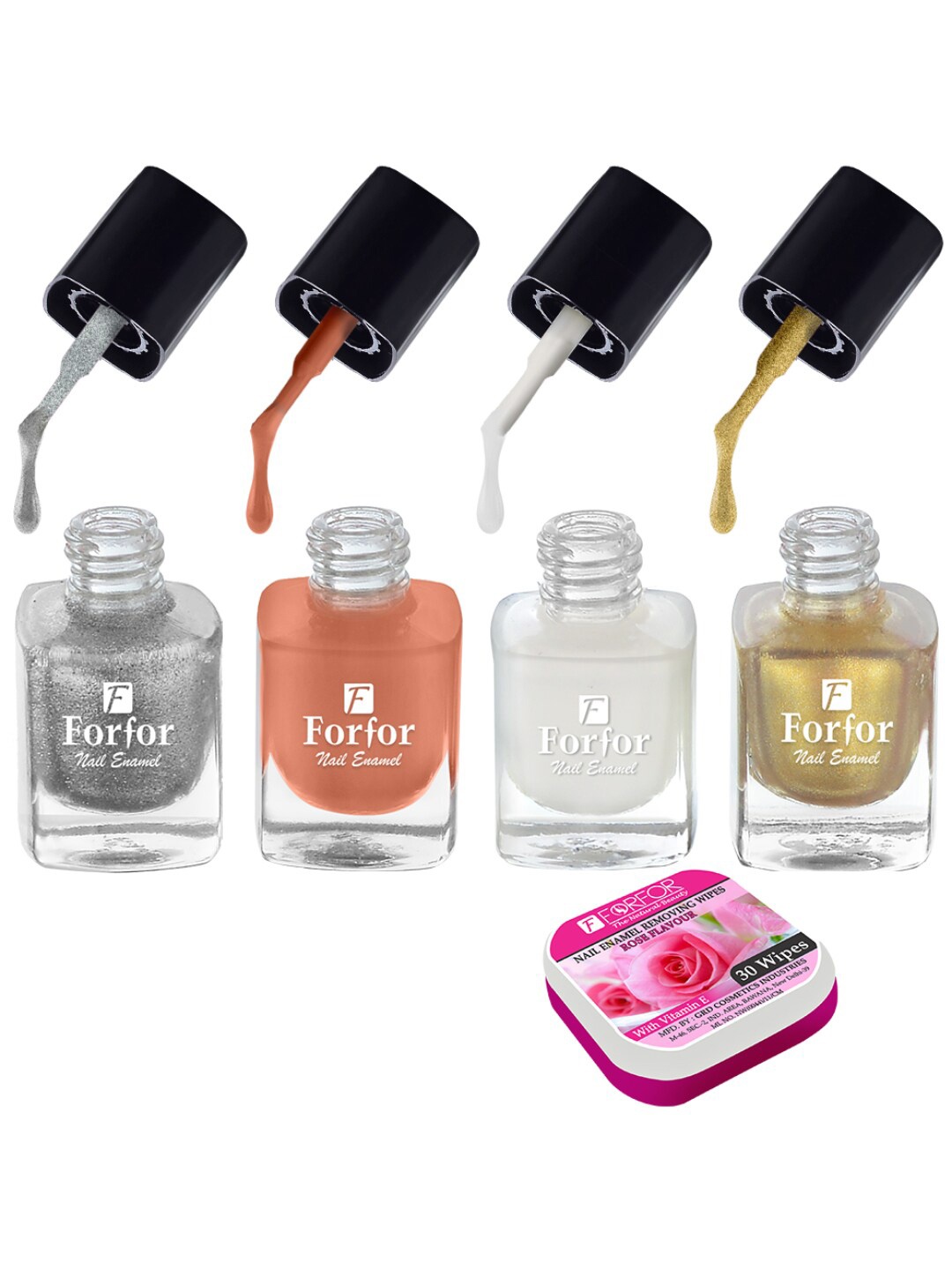 FORFOR Set Of 4 Perfect Stay Trendy Nail Polish With Wipes 5ml Each- 103 + 104 + 105 + 115, Peach
FORFOR Set Of 4 Perfect Stay Trendy Nail Polish With Wipes 5ml Each- 103 + 104 + 105 + 115, Peach