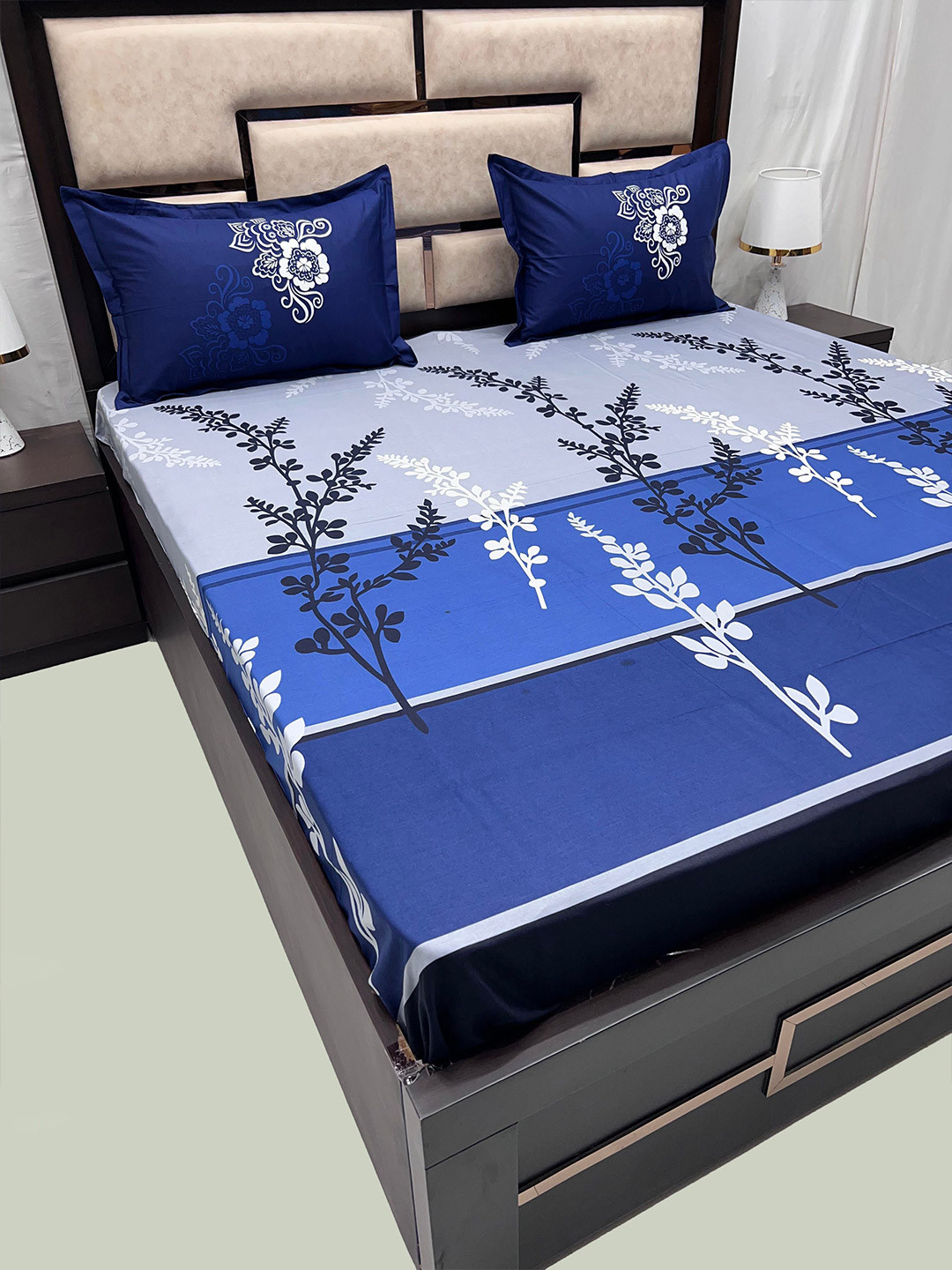 Pure Decor Royal Lifestyle Blue Floral Cotton 350 TC King Bedsheet With 2 Pillow Covers
Pure Decor Royal Lifestyle Blue Floral Cotton 350 TC King Bedsheet With 2 Pillow Covers