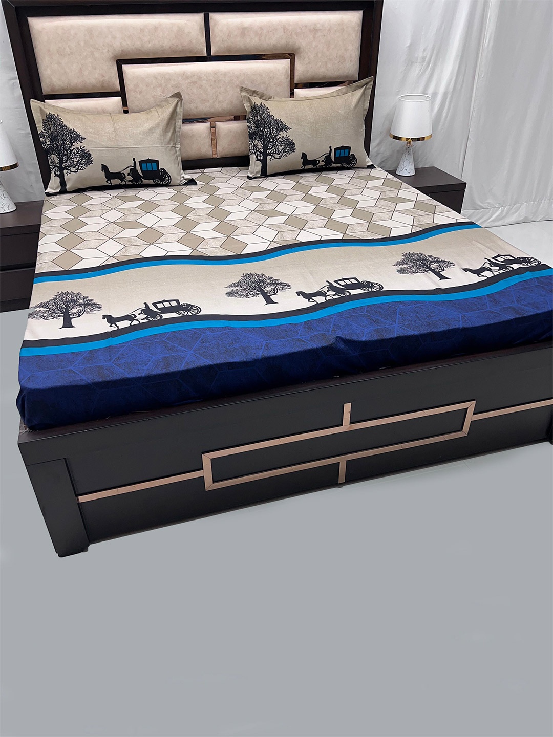Pure Decor Beige & Blue Ethnic Motif 350 TC Pure Cotton King Bedsheet with 2 Pillow Covers
Pure Decor Beige & Blue Ethnic Motif 350 TC Pure Cotton King Bedsheet with 2 Pillow Covers