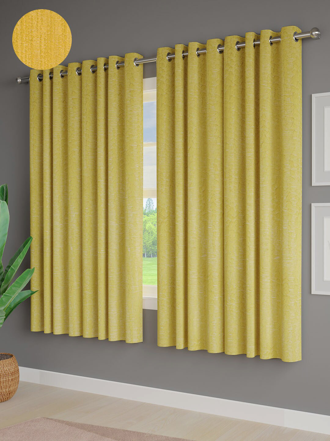 Just Home Yellow 4 Pieces Textured Room Darkening Jacquard Window Curtains 
Just Home Yellow 4 Pieces Textured Room Darkening Jacquard Window Curtains