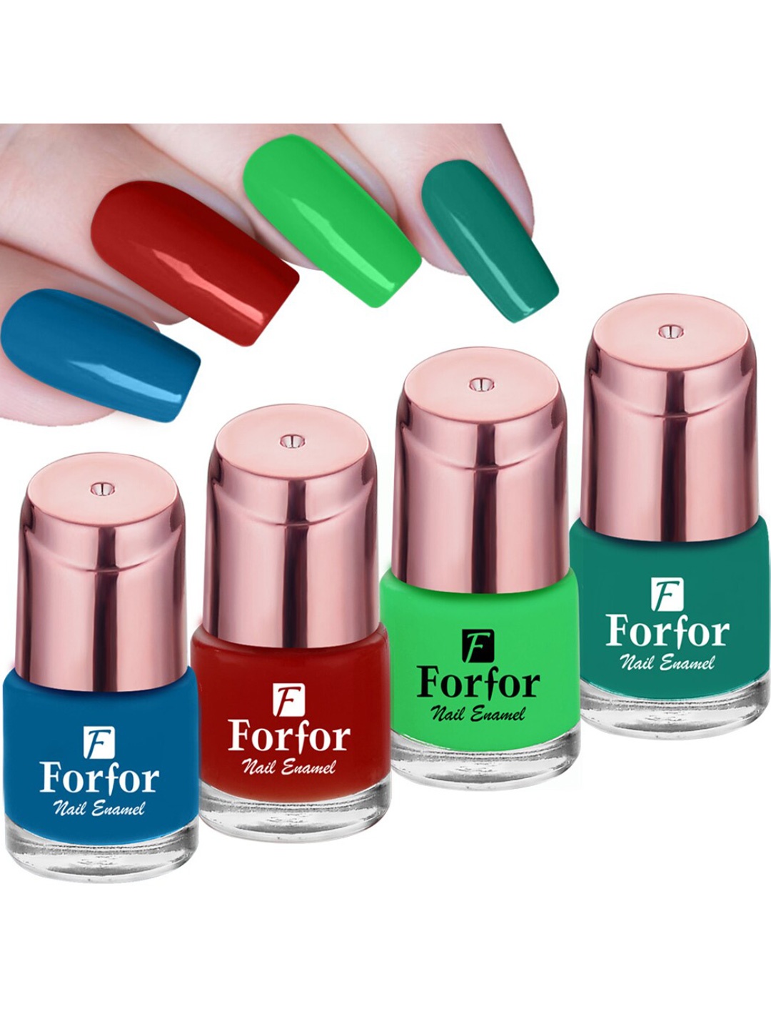 FORFOR Set of 4 Perfect Stay Rose Gold Long-Wearing Glossy Nail Enamel - 6 ml each, Multi
FORFOR Set of 4 Perfect Stay Rose Gold Long-Wearing Glossy Nail Enamel - 6 ml each, Multi