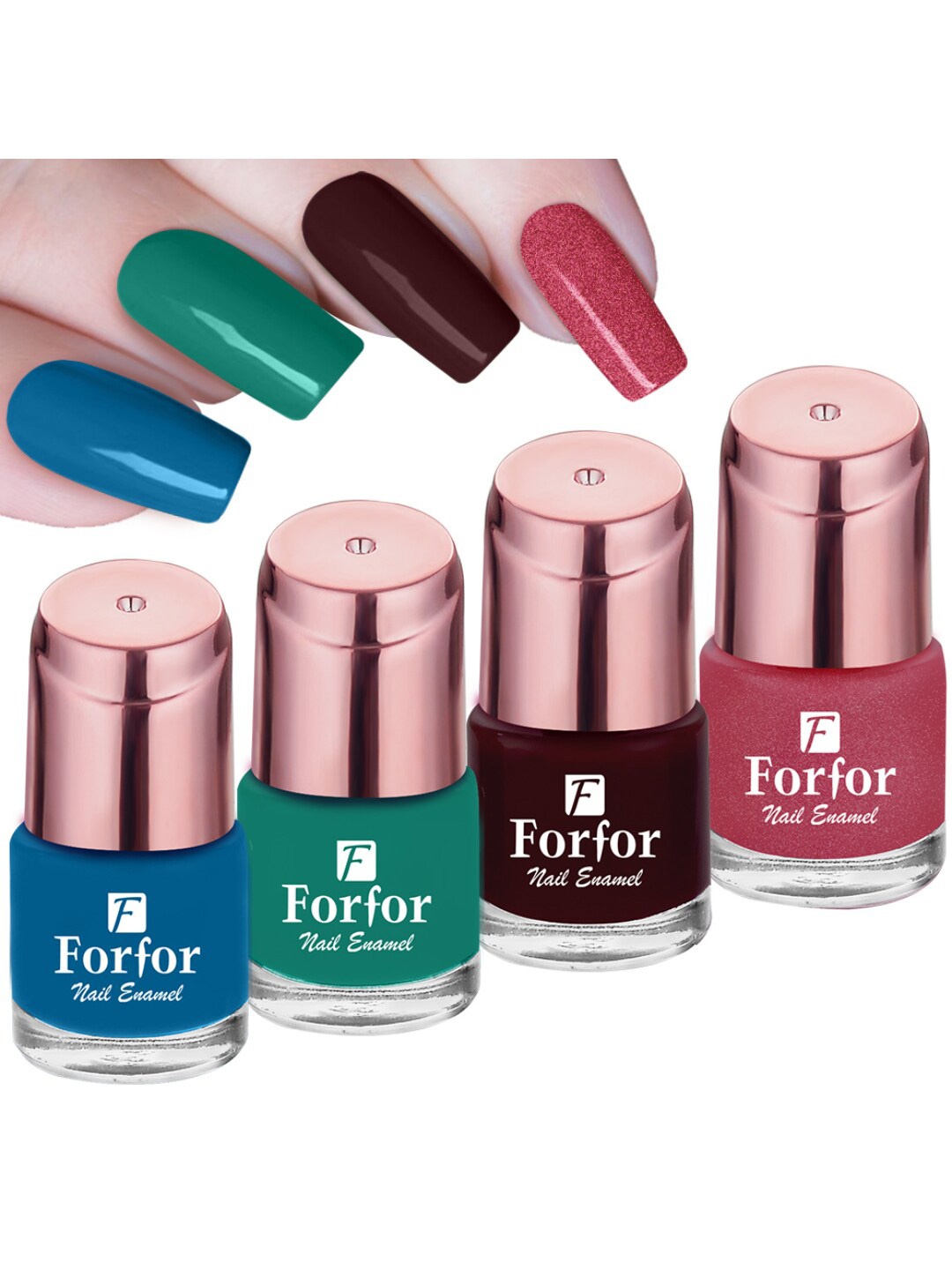 FORFOR Set of 4 Perfect Stay Rose Gold Long-Wearing Glossy Nail Enamel - 6 ml each, Multi
FORFOR Set of 4 Perfect Stay Rose Gold Long-Wearing Glossy Nail Enamel - 6 ml each, Multi