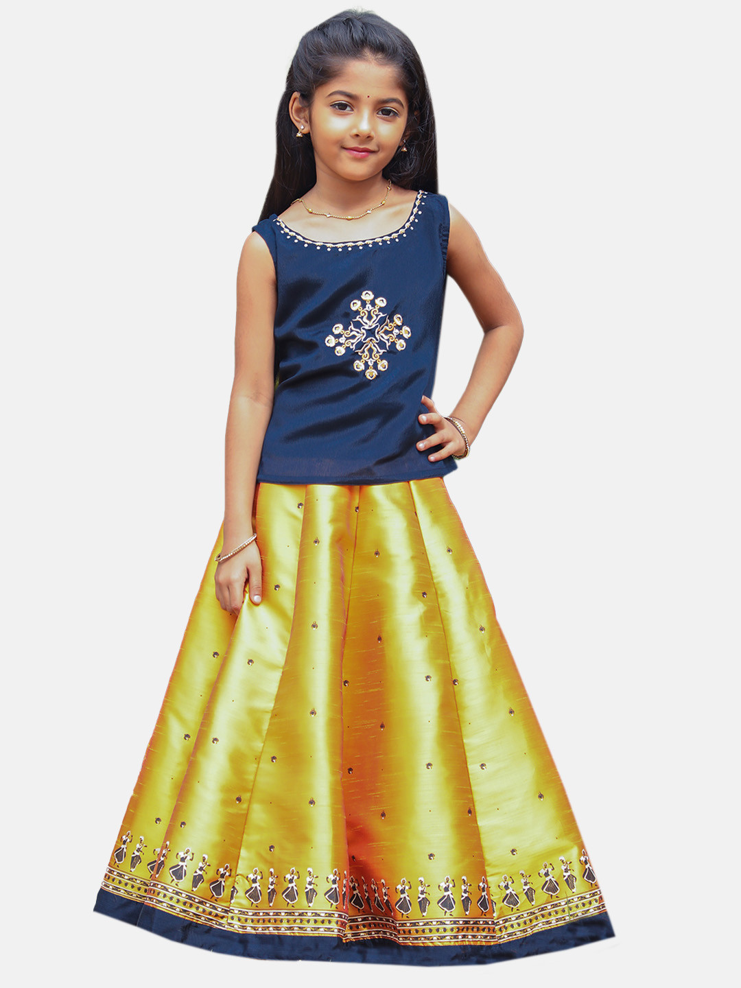 Maybell Girls Ethnic Motifs Embroidered Ready to Wear Lehenga & Choli, Blue
Maybell Girls Ethnic Motifs Embroidered Ready to Wear Lehenga & Choli, Blue