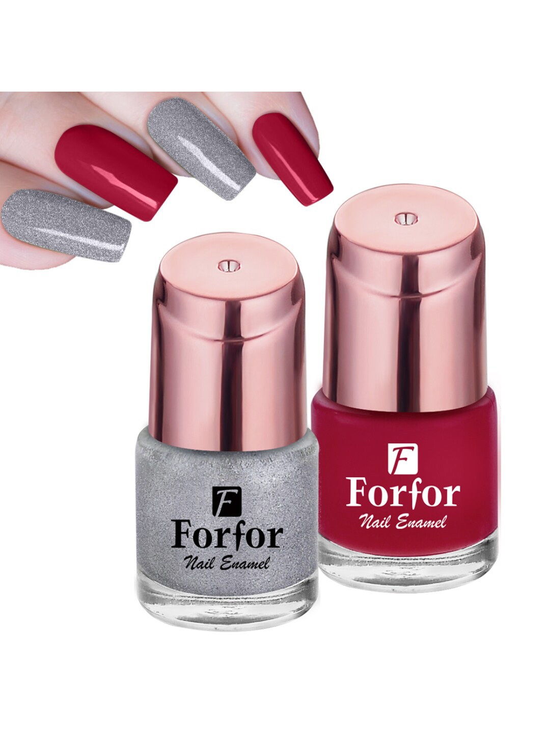 FORFOR Set of 2 Perfect Stay Rose Gold Glossy Long-Lasting Nail Polishes - 6ml each, Red
FORFOR Set of 2 Perfect Stay Rose Gold Glossy Long-Lasting Nail Polishes - 6ml each, Red