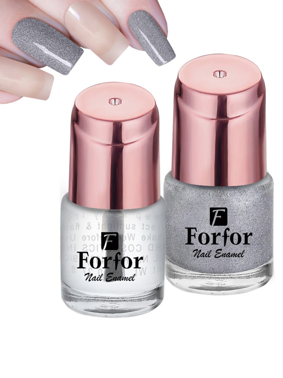 FORFOR Set of 2 Perfect Stay Rose Gold Glossy Long-Lasting Nail Polishes - 6ml each, Grey
FORFOR Set of 2 Perfect Stay Rose Gold Glossy Long-Lasting Nail Polishes - 6ml each, Grey