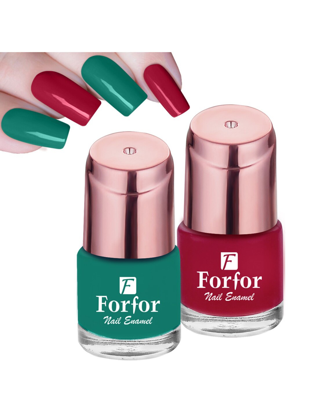 FORFOR Set of 2 Perfect Stay Rose Gold Glossy Nail Enamel 6ml each - Shade 106 & 113, Green
FORFOR Set of 2 Perfect Stay Rose Gold Glossy Nail Enamel 6ml each - Shade 106 & 113, Green