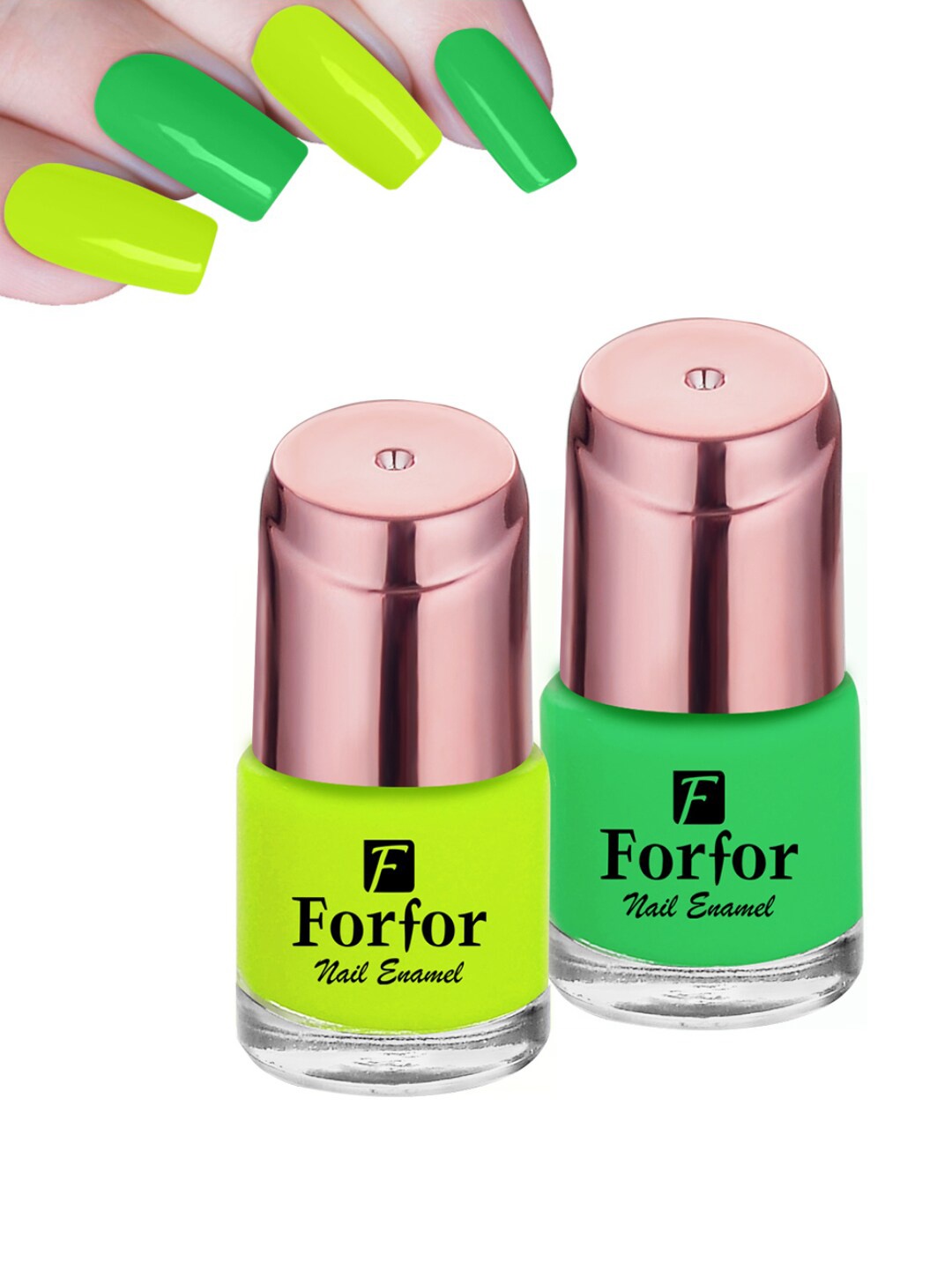 FORFOR Set of 2 Perfect Stay Rose Gold Glossy Nail Enamel 6ml each - Shade 116 & 117, Green
FORFOR Set of 2 Perfect Stay Rose Gold Glossy Nail Enamel 6ml each - Shade 116 & 117, Green