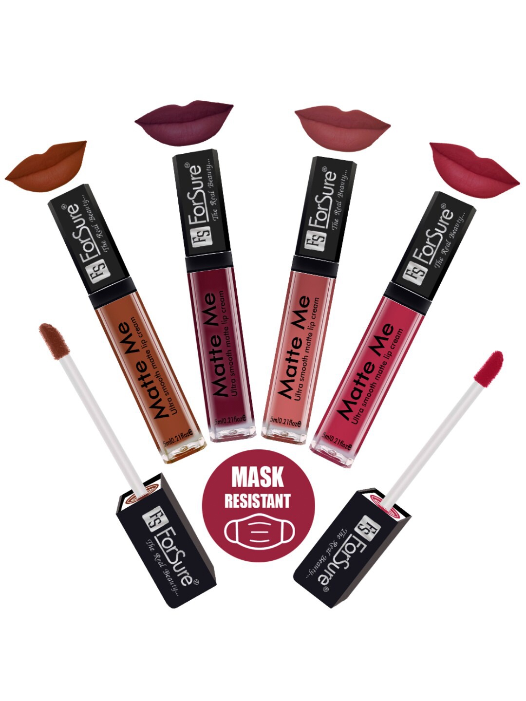ForSure Set Of 4 Matte Me Non-Transfer Liquid Lipsticks 5ml Each - 116 + 119 + 121 + 108, Brown
ForSure Set Of 4 Matte Me Non-Transfer Liquid Lipsticks 5ml Each - 116 + 119 + 121 + 108, Brown