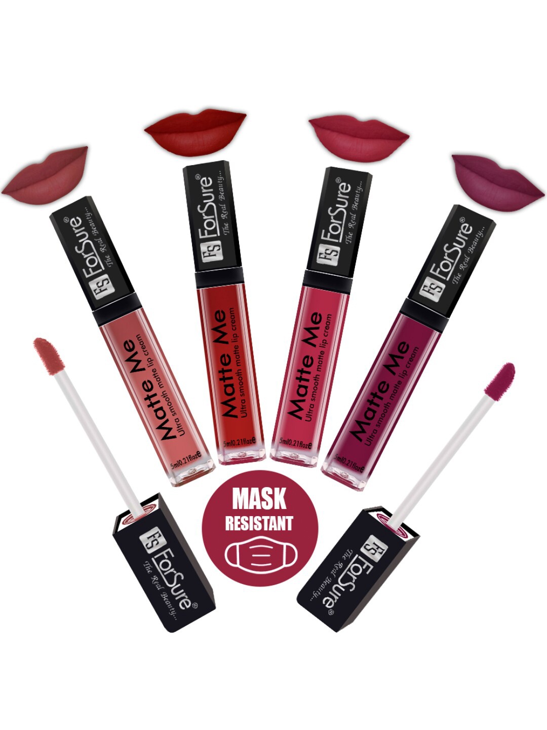 ForSure Set Of 4 Matte Me Non-Transfer Liquid Lipsticks 5ml Each - 121 + 122 + 108 + 109, Red
ForSure Set Of 4 Matte Me Non-Transfer Liquid Lipsticks 5ml Each - 121 + 122 + 108 + 109, Red