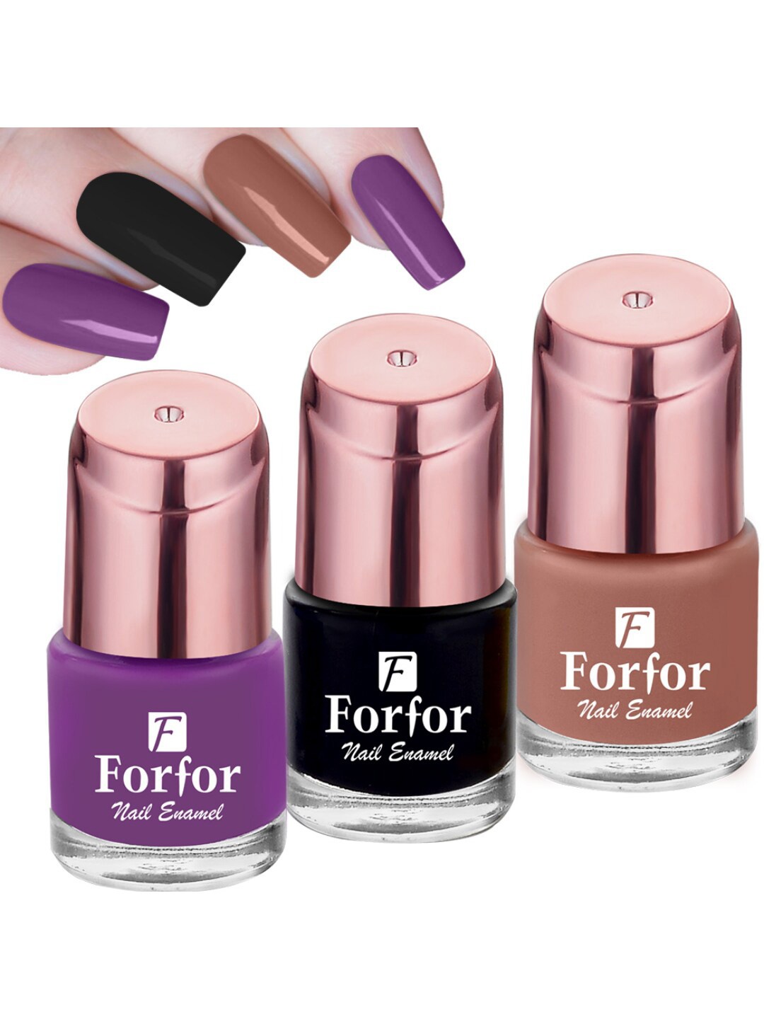 FORFOR Set of 3 Perfect Stay Rose Gold Long-Wearing Glossy Nail Enamel - 6 ml each, Nude
FORFOR Set of 3 Perfect Stay Rose Gold Long-Wearing Glossy Nail Enamel - 6 ml each, Nude