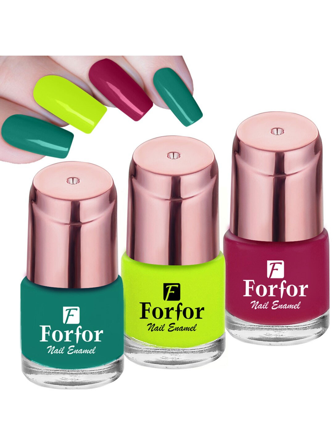 FORFOR Perfect Stay Rose Gold 3 Pcs Long Lasting Nail Polishes -6ml Each-113-116-101, Green
FORFOR Perfect Stay Rose Gold 3 Pcs Long Lasting Nail Polishes -6ml Each-113-116-101, Green