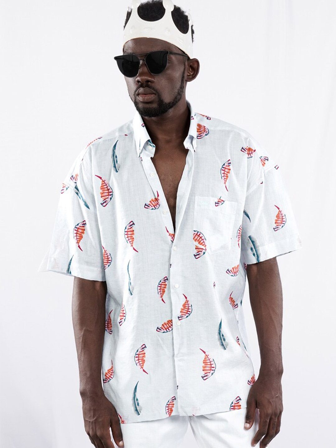 FRENCH CROWN Standard Conversational Printed Twill Cotton Oversized Casual Shirt, White
FRENCH CROWN Standard Conversational Printed Twill Cotton Oversized Casual Shirt, White