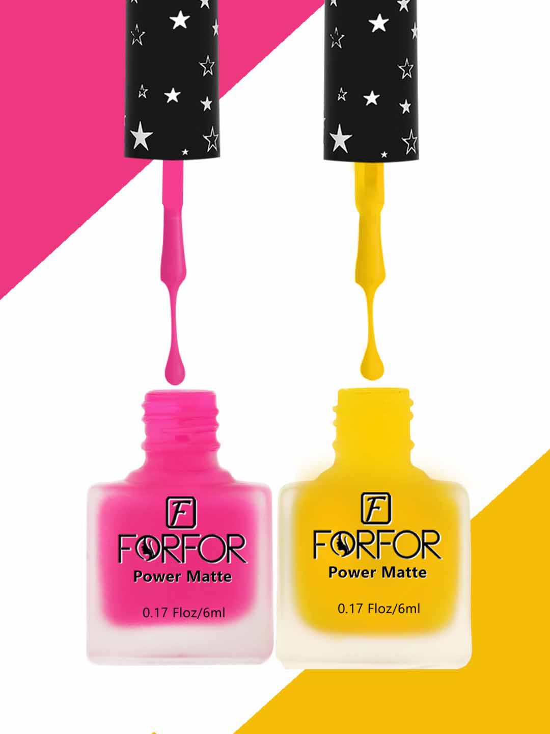 FORFOR Set Of 2 Power Matte Long Lasting Nail Polishes 6ml Each - Shades 116 & 104, Yellow
FORFOR Set Of 2 Power Matte Long Lasting Nail Polishes 6ml Each - Shades 116 & 104, Yellow