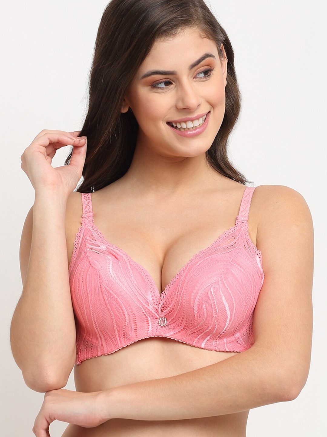 MAKCLAN Medium Coverage Underwired Lightly Padded All Day Comfort Dry Fit Plunge Lace Bra, Pink
MAKCLAN Medium Coverage Underwired Lightly Padded All Day Comfort Dry Fit Plunge Lace Bra, Pink