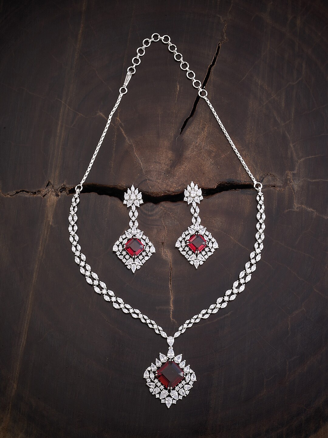 Kushal's Fashion Jewellery Rhodium-Plated & Cubic Zircon Studded Jewellery Set, Silver
Kushal's Fashion Jewellery Rhodium-Plated & Cubic Zircon Studded Jewellery Set, Silver