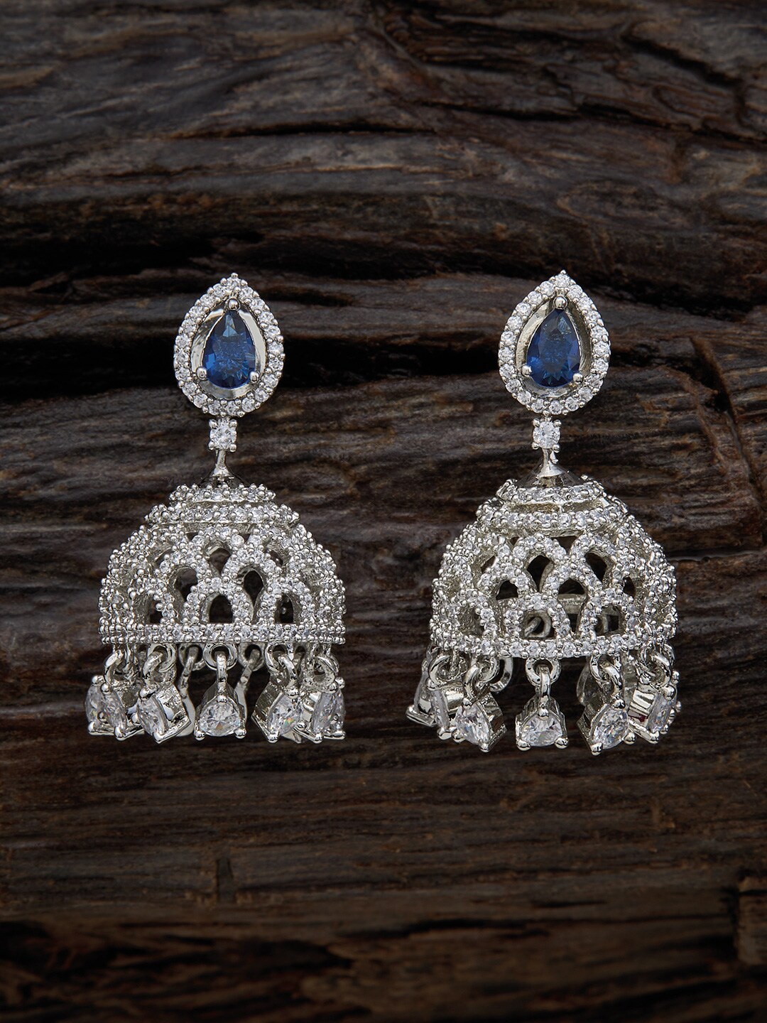 Kushal's Fashion Jewellery Rose Gold-Plated CZ Studded Dome Shaped Jhumkas Earrings, Blue
Kushal's Fashion Jewellery Rose Gold-Plated CZ Studded Dome Shaped Jhumkas Earrings, Blue