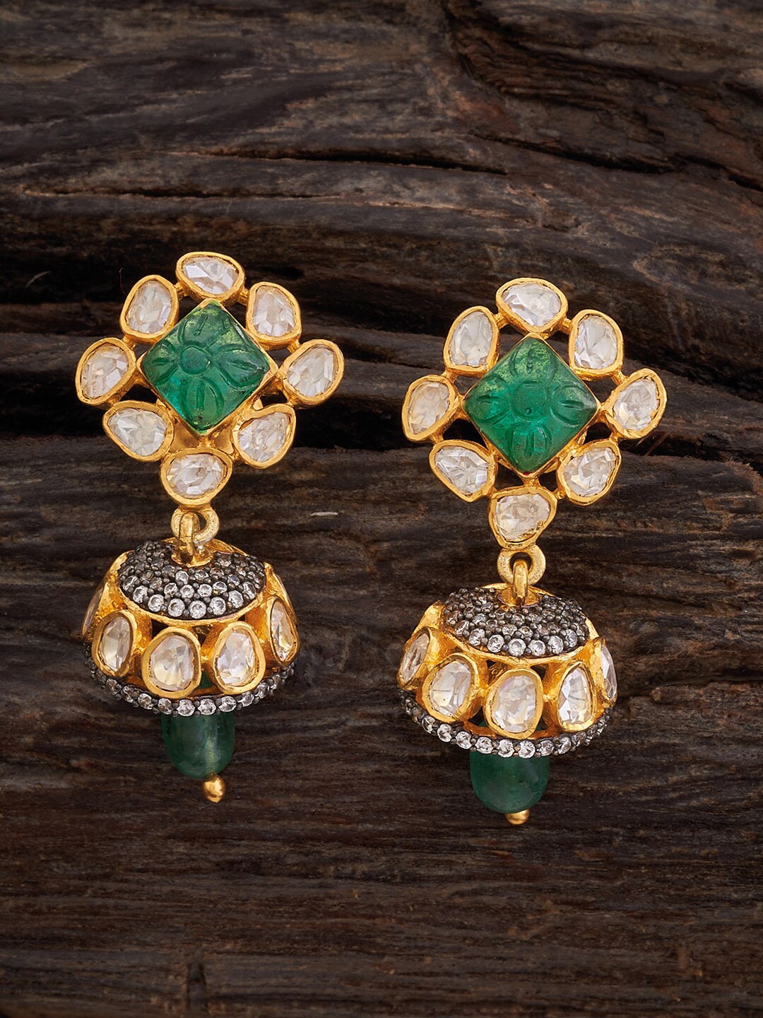 Kushal's Fashion Jewellery Rhodium-Plated Studded Dome Shaped Jhumkas Earrings, Gold
Kushal's Fashion Jewellery Rhodium-Plated Studded Dome Shaped Jhumkas Earrings, Gold
