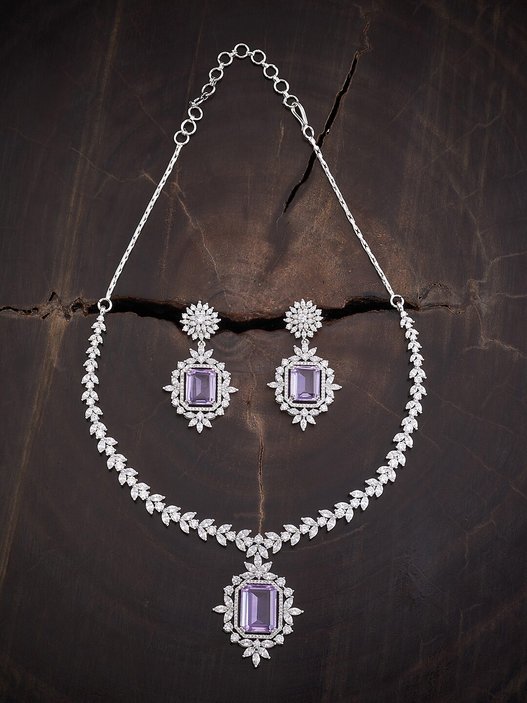 Kushal's Fashion Jewellery Rhodium-Plated CZ Studded & Beaded Jewellery Set, Lavender
Kushal's Fashion Jewellery Rhodium-Plated CZ Studded & Beaded Jewellery Set, Lavender