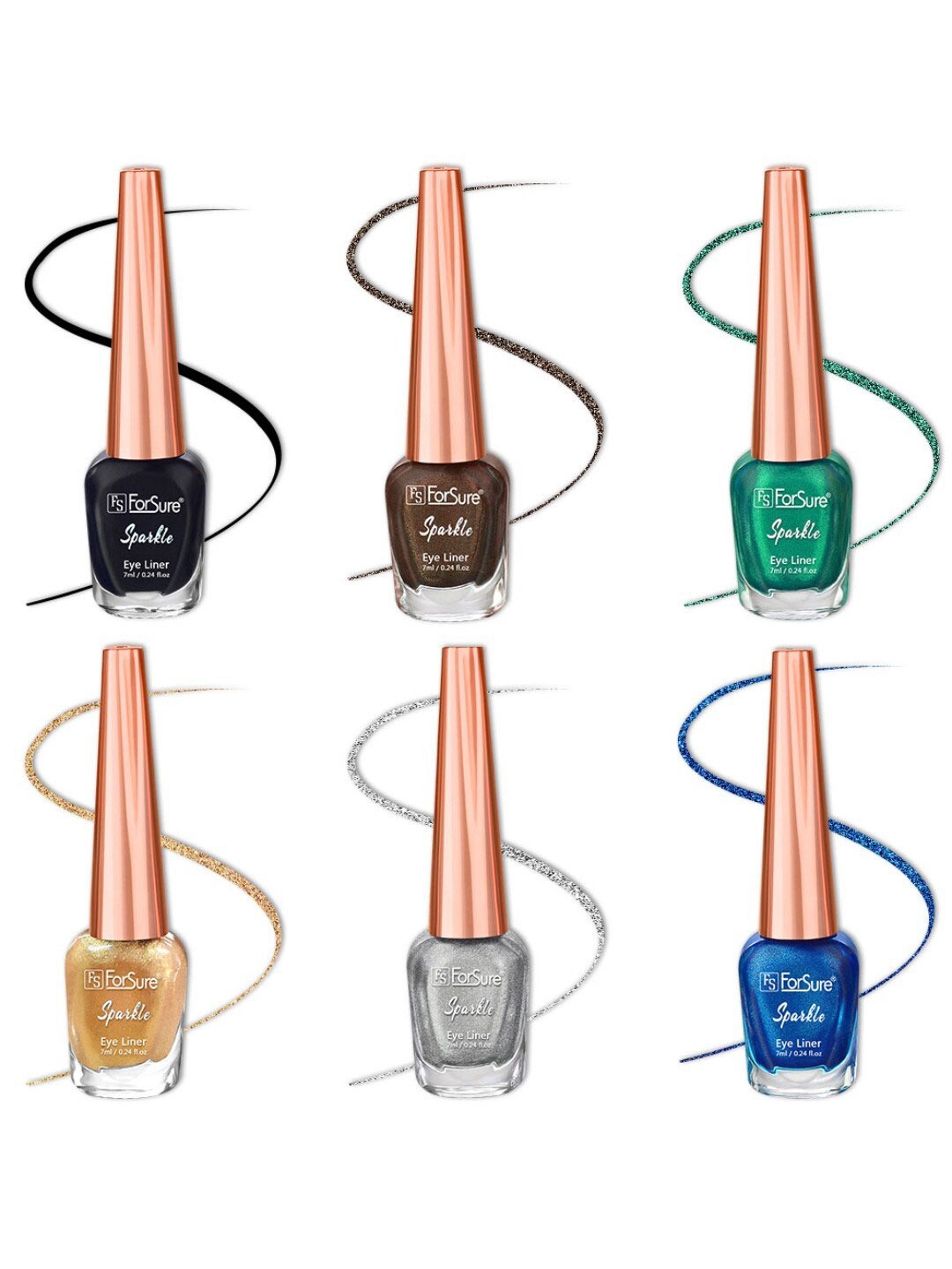 ForSure Set of 6 Sparkle Shine Glitter Liquid Eyeliners 7 ml Each - 01, 03, 04, 05, 06, 07, Multi
ForSure Set of 6 Sparkle Shine Glitter Liquid Eyeliners 7 ml Each - 01, 03, 04, 05, 06, 07, Multi