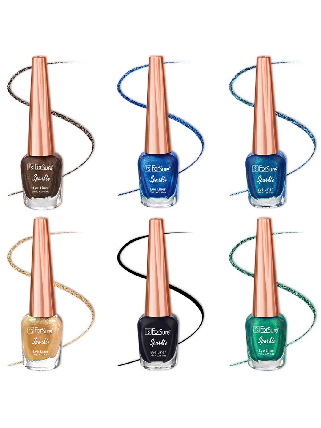 ForSure Set of 6 Sparkle Shine Glitter Liquid Eyeliners 7 ml Each - 01, 03, 04, 06, 07, 08, Multi
ForSure Set of 6 Sparkle Shine Glitter Liquid Eyeliners 7 ml Each - 01, 03, 04, 06, 07, 08, Multi