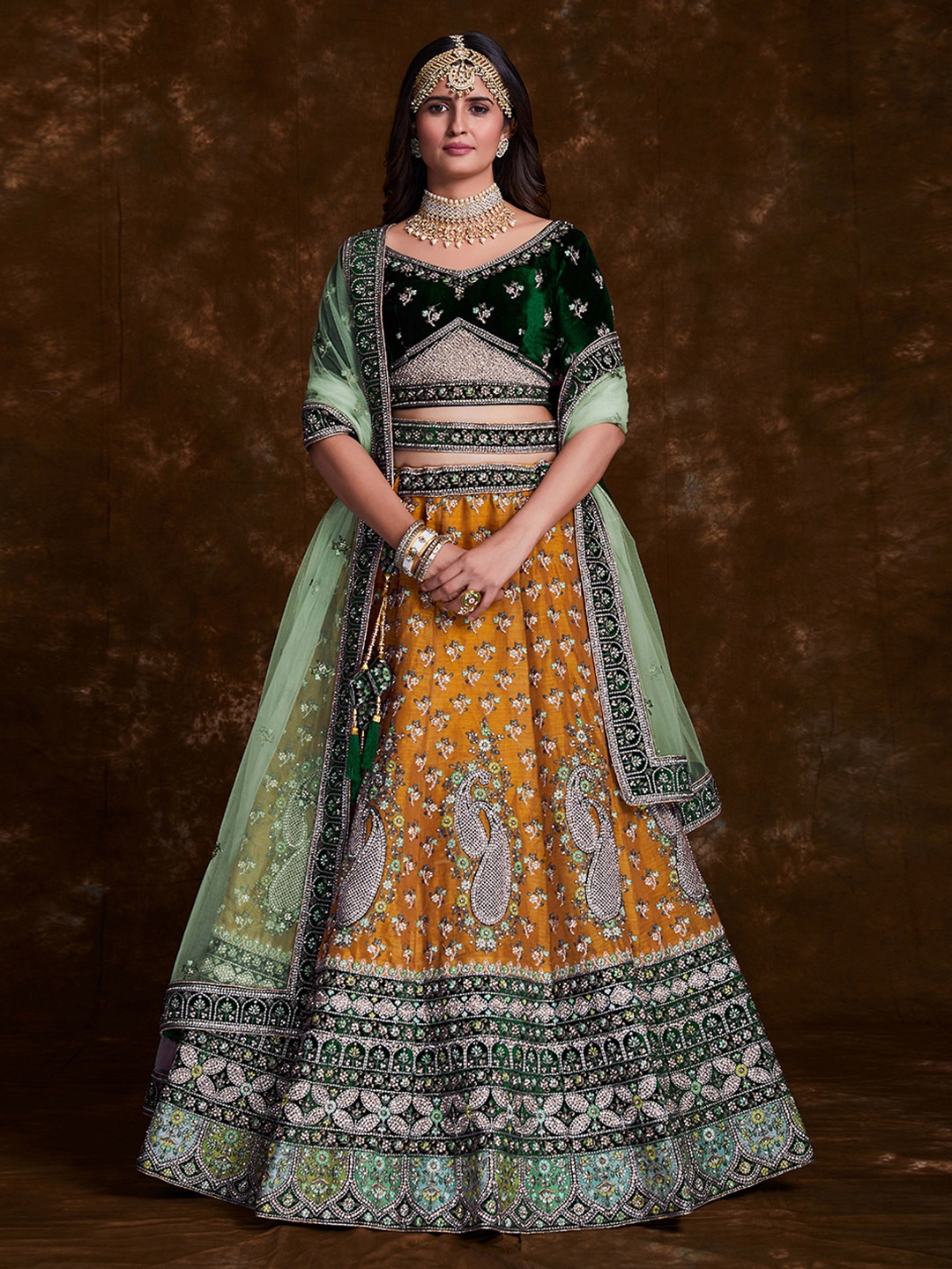 Fusionic Embroidered Thread Work Semi-Stitched Lehenga & Unstitched Blouse With Dupatta, Mustard
Fusionic Embroidered Thread Work Semi-Stitched Lehenga & Unstitched Blouse With Dupatta, Mustard