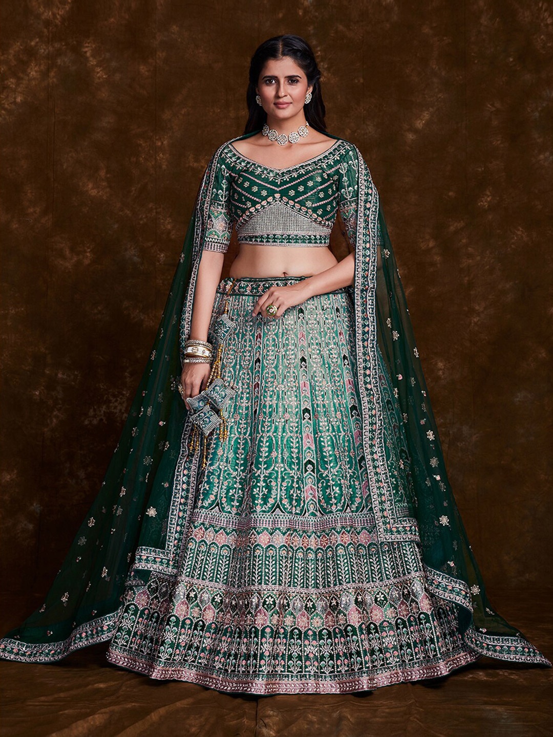 Fusionic Embroidered Thread Work Semi-Stitched Lehenga & Unstitched Blouse With Dupatta, Green
Fusionic Embroidered Thread Work Semi-Stitched Lehenga & Unstitched Blouse With Dupatta, Green